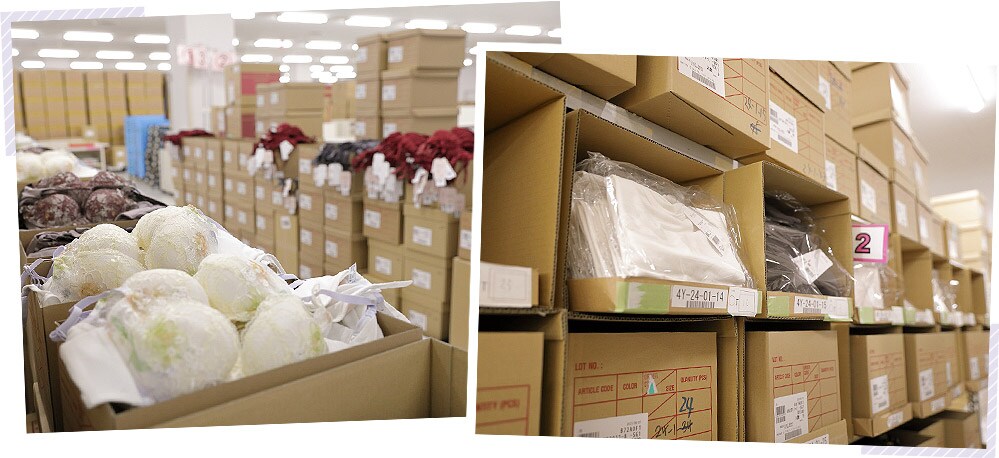 商品不足にならないようストック棚エリアへ在庫を振り分け、そこから商品ごとに補充していくのも人力で行います。