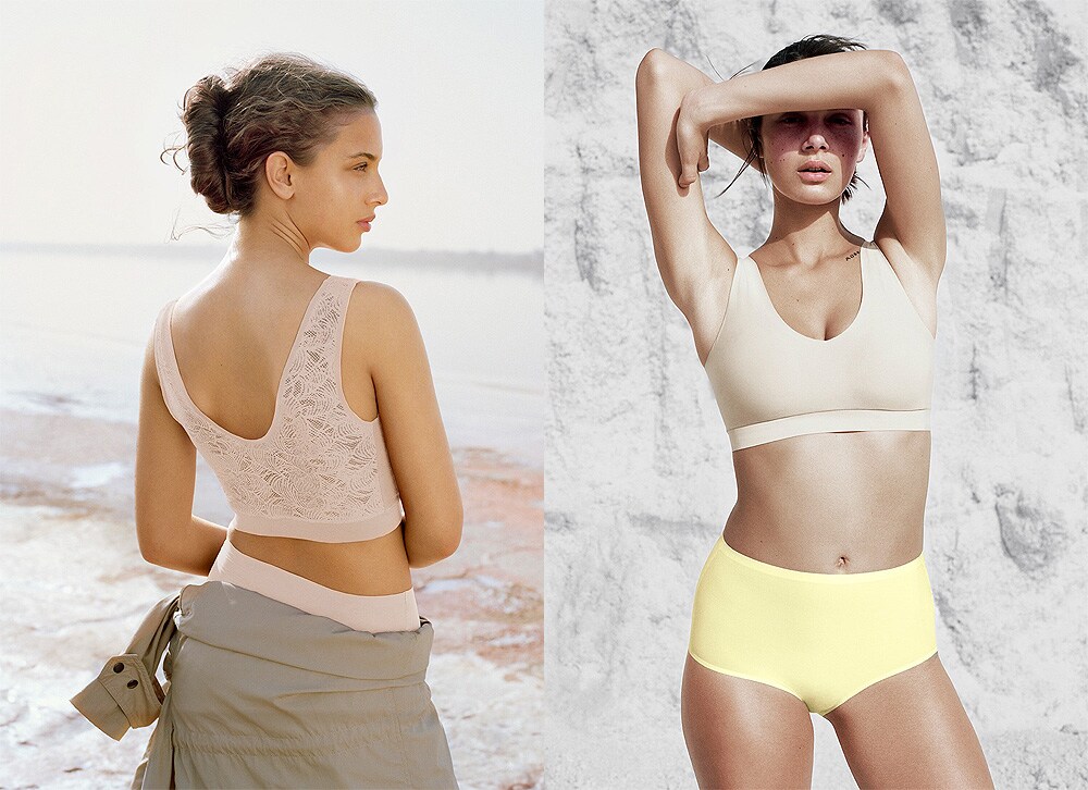 フランスの老舗ブランド「Chantelle(シャンテル)」で、今もっともヒットしているのが、よく伸びる素材でからだにフィットする「ソフトストレッチ」シリーズ。カラーやアイテムも充実している。