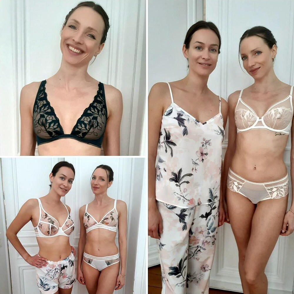 「MAISON LEJABY(メゾン・レジャビー)」の春一番のシリーズ。ゆったりとつけやすいブラジャーとナイトウェアのコレクションは、明るい植物柄のプリントがすがすがしい。