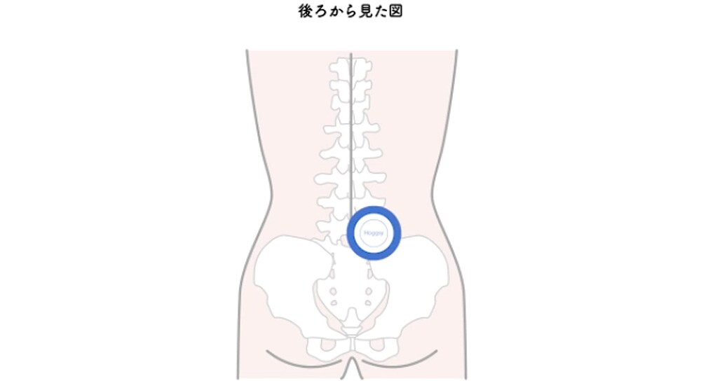 ボールを当てる位置:おへその真裏・背骨の横