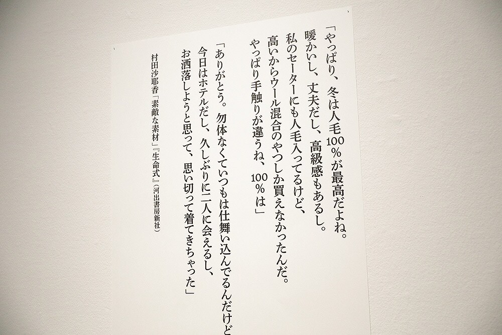 豪奢なドレスに並んで、小説の中の一節も展示されているのがユニーク