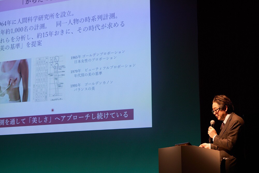 これまで約15年おきに「美の基準」を提案してきたワコール人間科学研究所。語っているのは岸本。